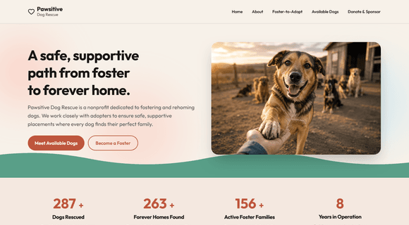 Rescue dog organization website