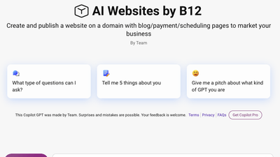 AI Websites By B12 Copilot GPT - Microsoft Copilot GPT for AI Web Design