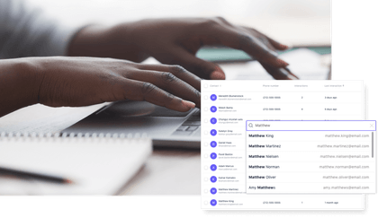 A searchable client and contact record in a B12 client portal