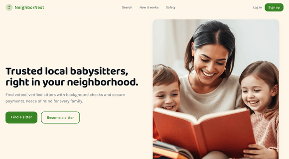 Babysitting website template 