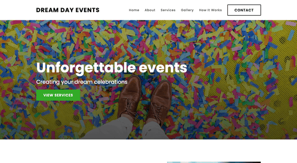 Party planning company website