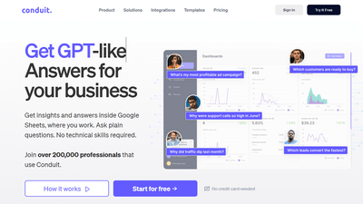 Conduit - AI-Powered Business Insights Right Inside Google Sheets