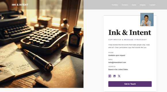 Copywriter portfolio website