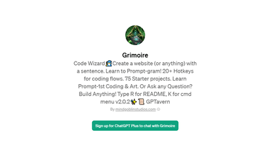 Grimoire - Code Wizard for Website Creation and More