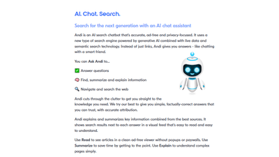 Andi - AI-Powered Search Chatbot That's Ad-Free and Focuses on Privacy