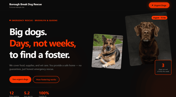 Emergency dog rescue website