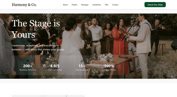 Wedding band website template