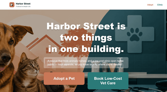Animal rescue and clinic website
