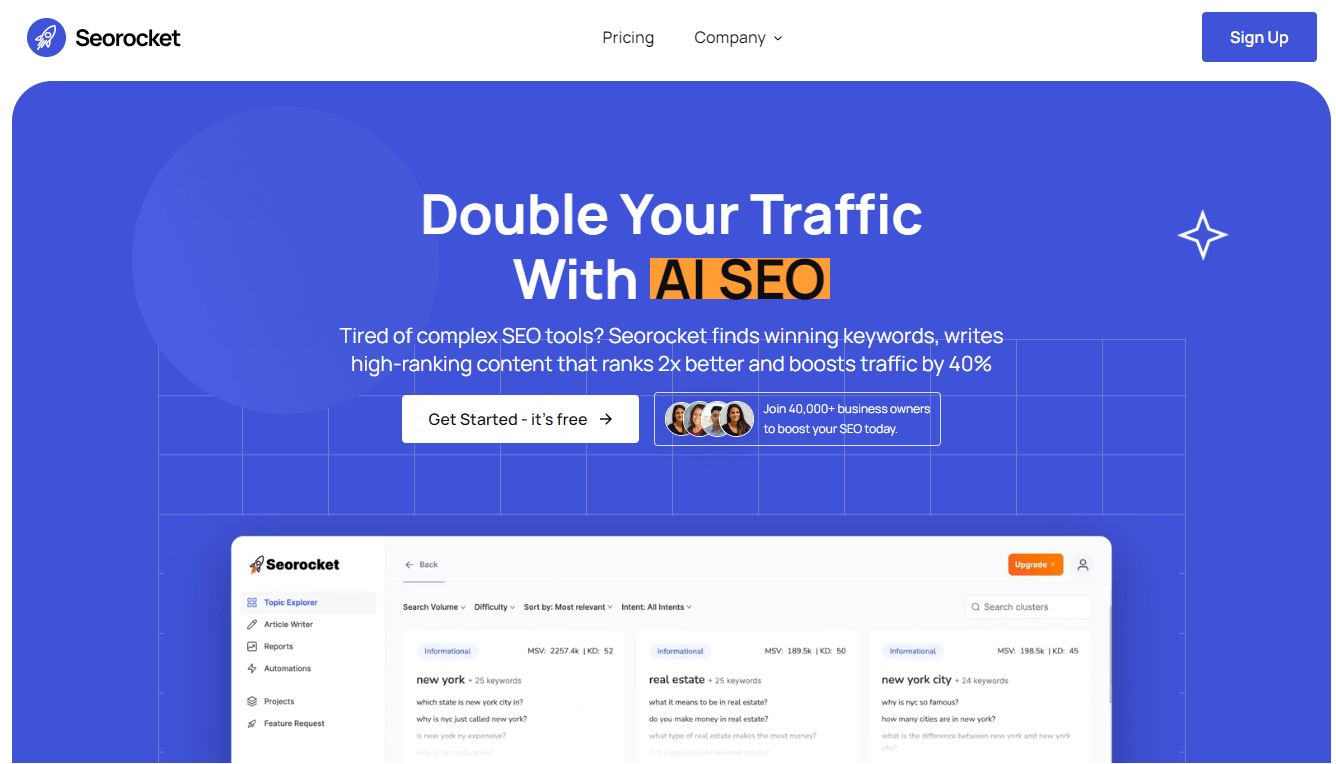 SEOrocket – Double Your Traffic with AI SEO