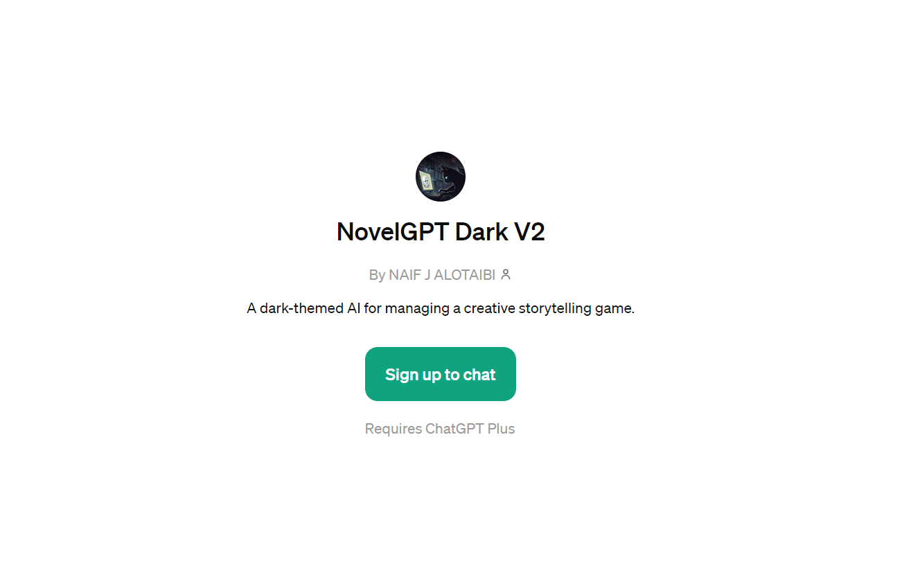 NovelGPT Dark V2 - Generate Stories Conveniently