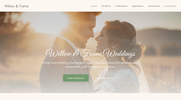 Wedding photographer website template