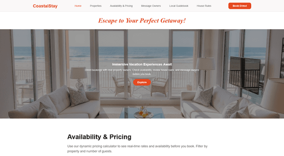 Vacation rental website template