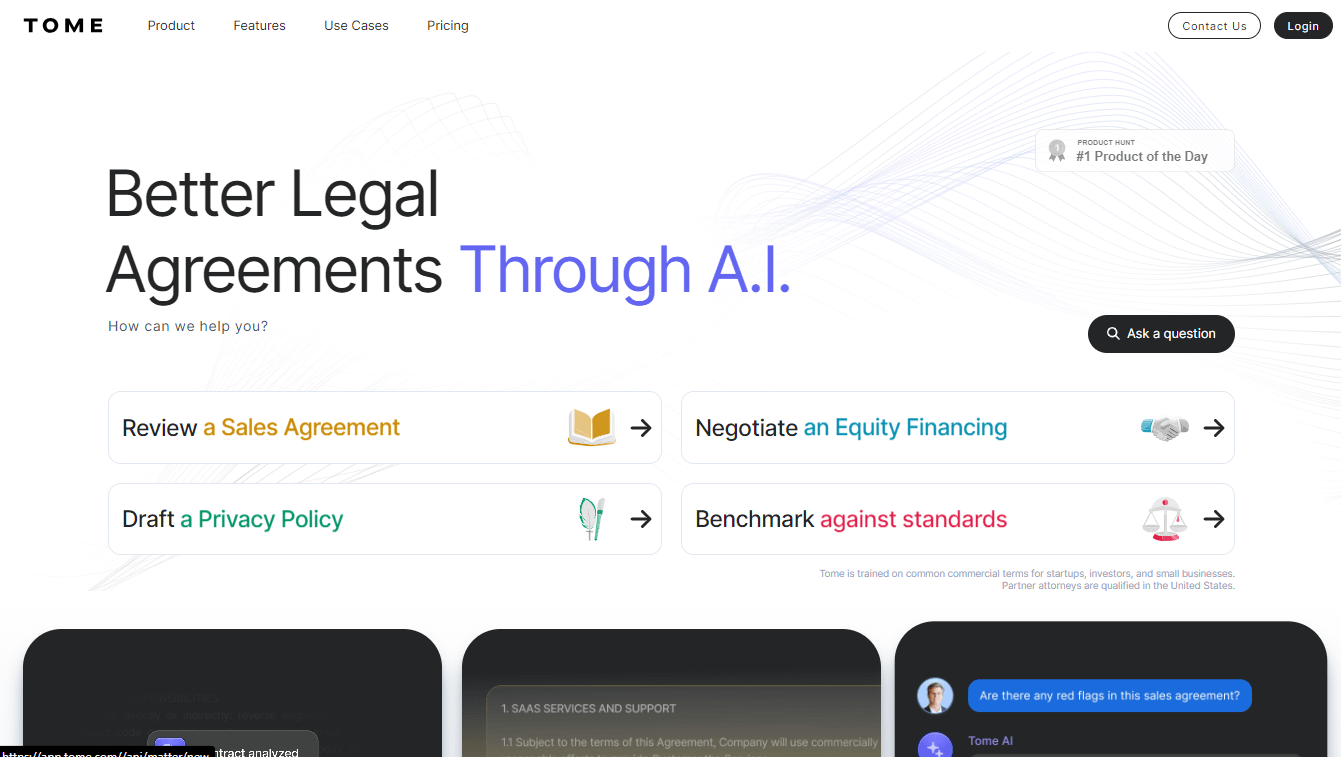 Tome - AI-Powered Legal Help for Startups and Small Businesses