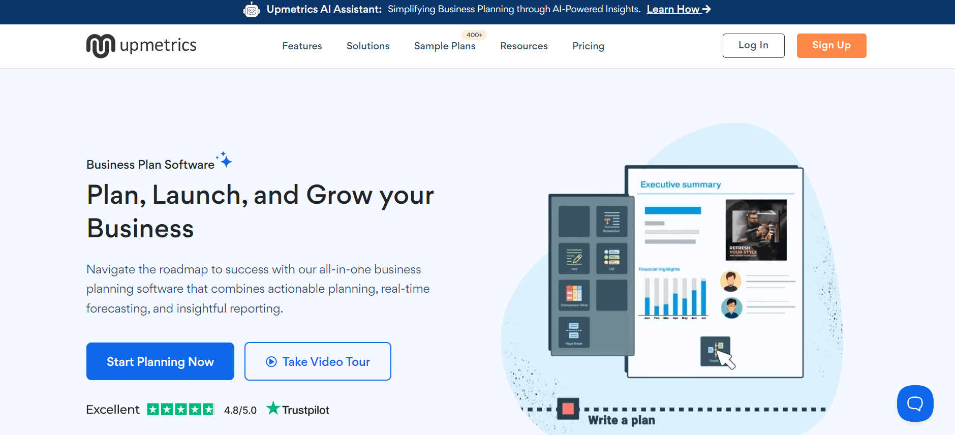 Upmetrics - Business Plan Generator and Automated Financials