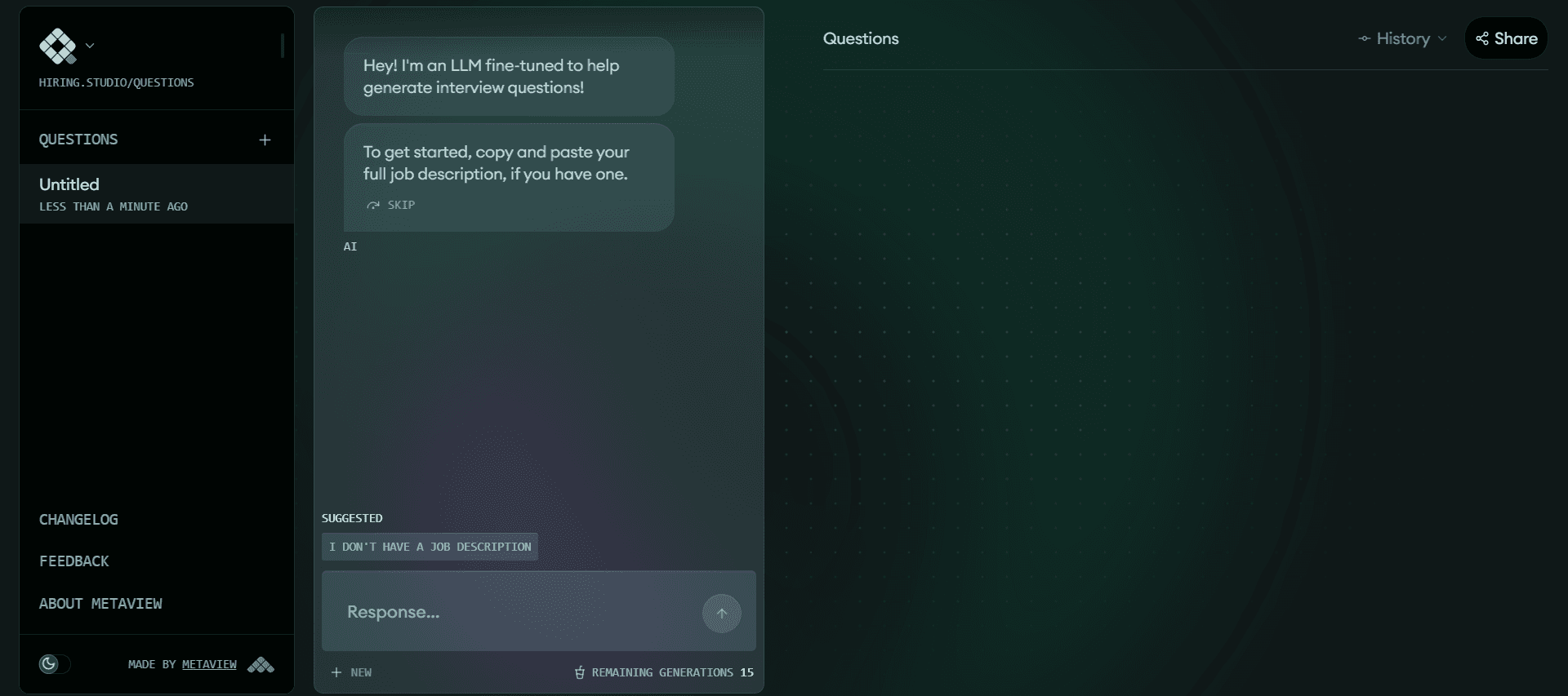 Hiring Studio by Metaview - Generate Powerful Interview Questions in Seconds