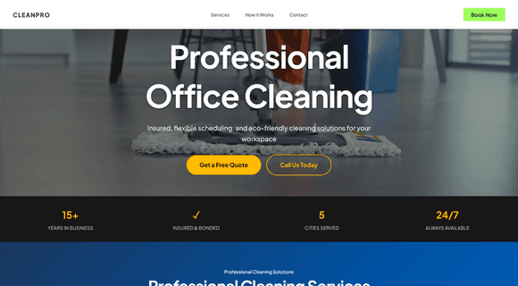 Commercial cleaning website