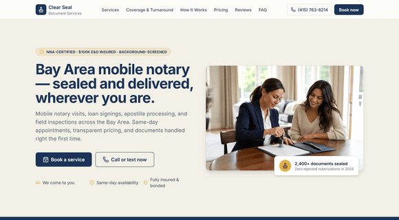 Mobile notary website