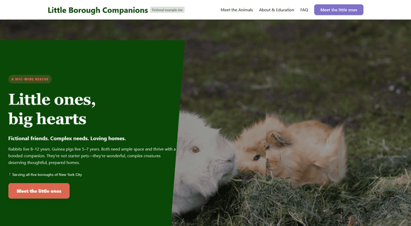 Small animal rescue website