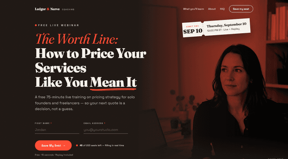 Webinar/event registration landing page