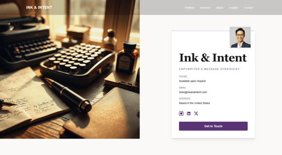 Copywriter portfolio examples & website